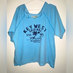 US Vintage Key West 100% cotton Shirt Tee Blue Size L/XL women’s
